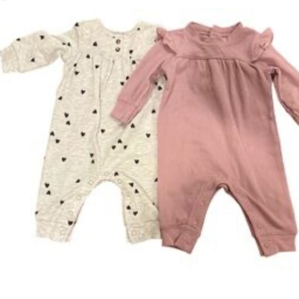 Carter's Pink and White Heart Print Footies